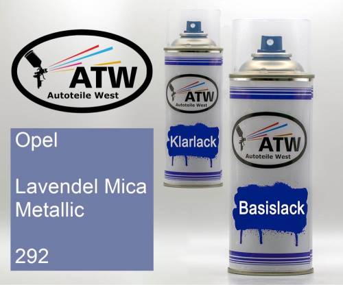 Opel, Lavendel Mica Metallic, 292: 400ml Sprühdose + 400ml Klarlack - Set, von ATW Autoteile West.